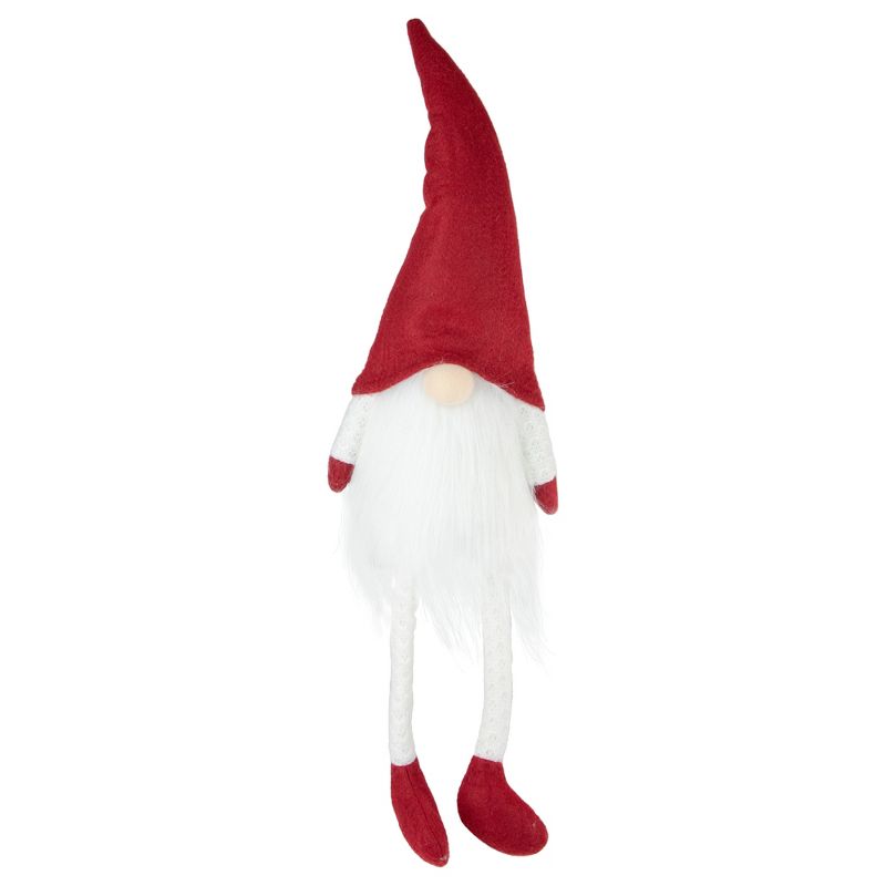Northlight 20" Lighted Red and White Sitting Gnome Tabletop Christmas Decoration, 1 of 6