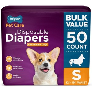 Inspire Pet Care Female Incontinence Dog Diapers for Heat or Pee Disposable Dog Diapers Female All Sizes - 1 of 4