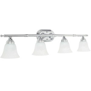 Sunset Lighting 4-Light Vanity Bath Sconce,  Faux Alabaster Glass, Polished Chrome Finish - 1 of 1