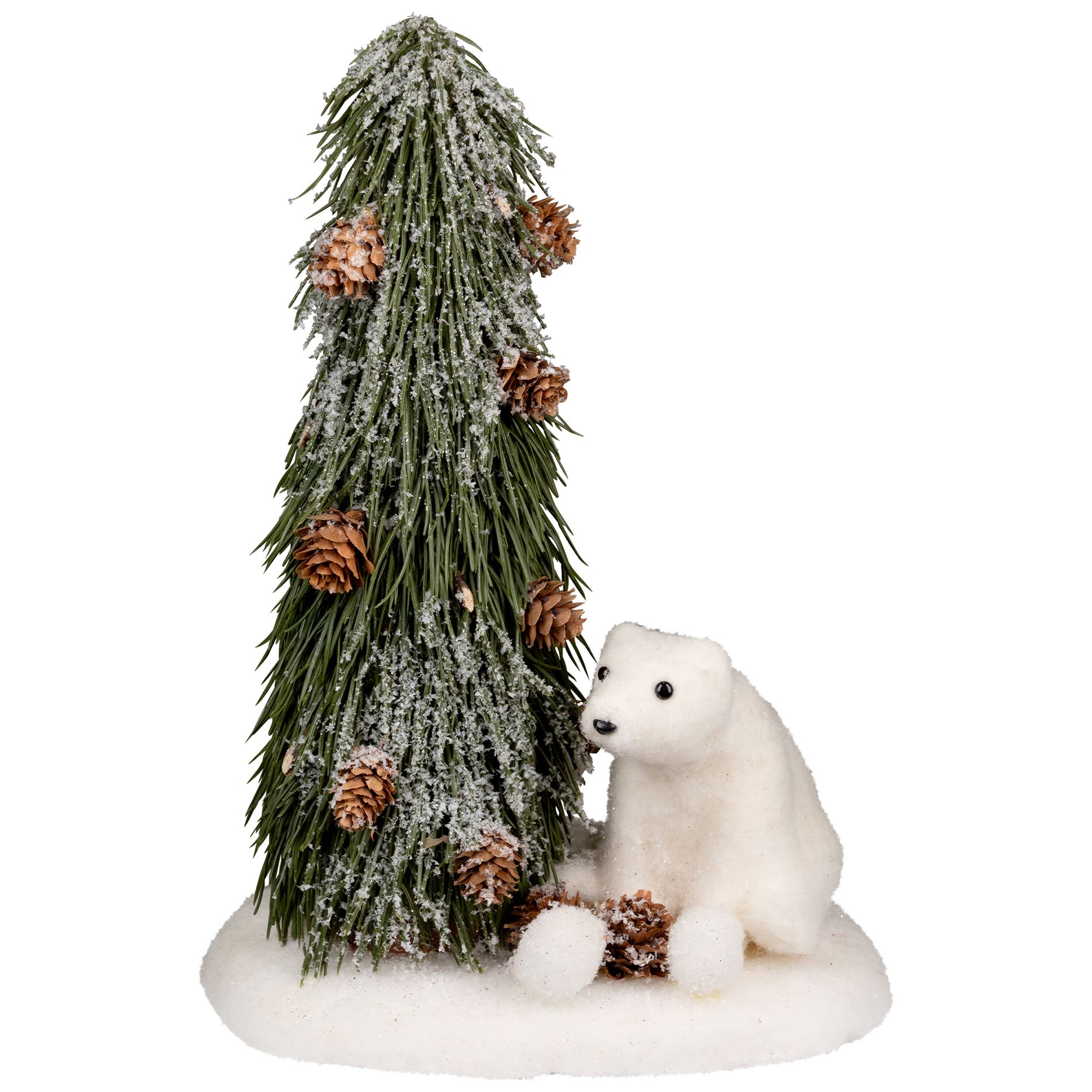 Northlight Frosted Tree and Polar Bear Christmas Decoration - 13"