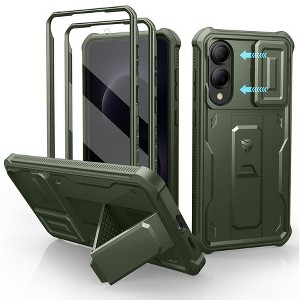 Dexnor for Samsung Galaxy S25 Edge Case with Upgraded Slide Camera Cover & 2 Front Frames & Built-in Screen Protector & Kickstand,Army - 1 of 3