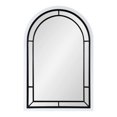 Vintage Farmhouse 24x36 White Arched Wooden Frame Mirror