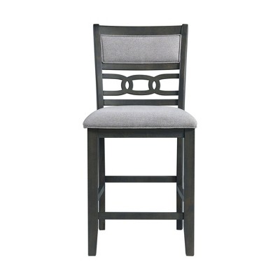 Gray Counter Height Dining Set with Faux Leather Chairs