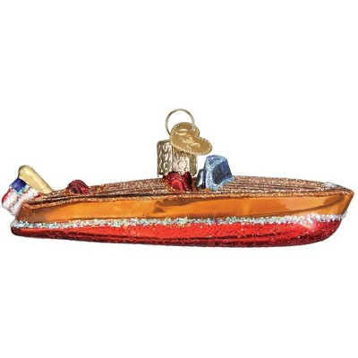 Old World Christmas Glass Blown Ornament for Christmas Tree, Classic Wooden Boat