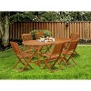 HomeStock 7-Piece Natural Oak Finish Solid Wood Top Dining Table with 6 Chairs - 2 of 4