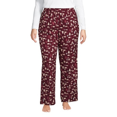 Lands' End Women's Plus Size Print Flannel Pajama Pants - 1x - Rich  Burgundy Woodland Scene in 2023