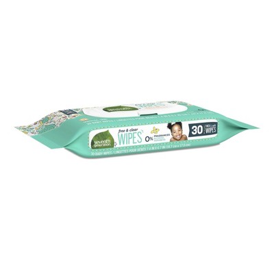 Seventh Generation Free Clear Baby Wipes Travel Pack 30ct - 