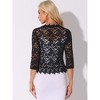 INSPIRE CHIC Women's Floral Lace Evening 3/4 Sleeves Formal Elegant Bolero Cardigan - 3 of 4