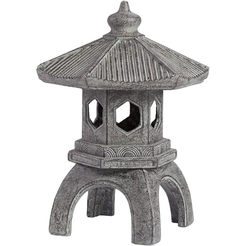 John Timberland Pagoda Statue Sculpture Garden Decor Indoor Outdoor Front Porch Patio Yard Outside Home Balcony Old Faux Stone Finish 16 1/2" Tall, 1 of 8