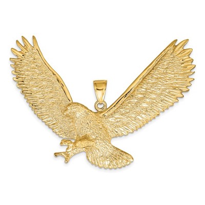 Black Bow Jewelry 14k Yellow Gold Extra Large 3D Textured Eagle Pendant