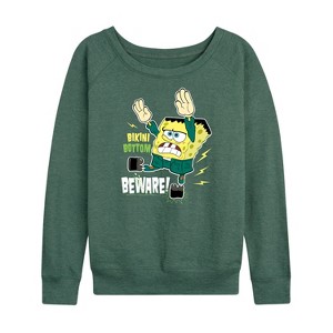 Women's - SpongeBob SquarePants - Bikini Bottom Beware Lightweight French Terry Wide Neck Long Sleeve Shirt - 1 of 4