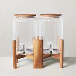 3gal Ribbed Clear Plastic Double Beverage Dispenser with Stand & Wood Lid - Hearth & Hand™ with Magnolia