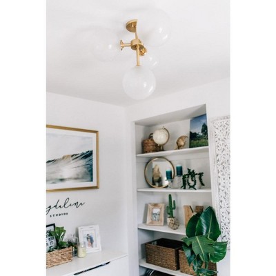 Aged Brass Globe Pendant Light with Acid-Etched Glass