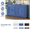 4-Door Vintage Fluted Sideboard,Large Storage Cabinet with Adjustable Shelves,Geometric Pattern Console Table, Solid Wood, Entryway Table for Kitchen - 3 of 4