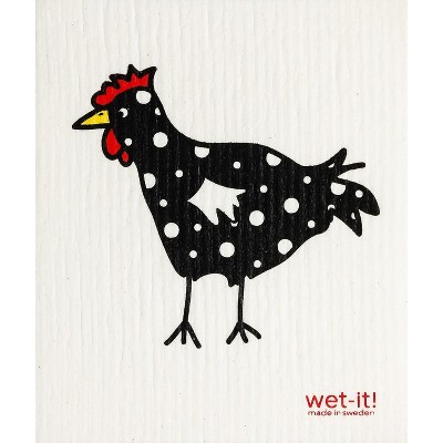 Wet It Dishcloth, Spotted Black Chicken; Sbch
