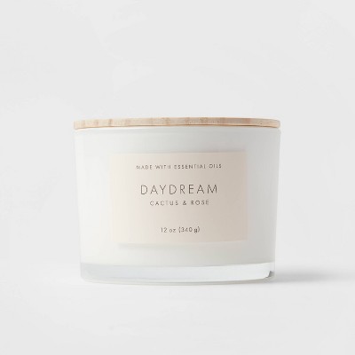 3-Wick 12oz Wood Lidded Glass Wellness Daydream Candle - Threshold™: Scented, Paraffin & Palm Wax Blend, 30hr Burn Time