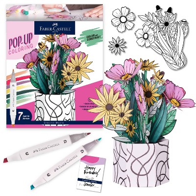Faber-Castell Pop Up Coloring Wildflower Bunch: Art & Craft Tool Set, 9 Pieces, Multicolored, Includes Brushes