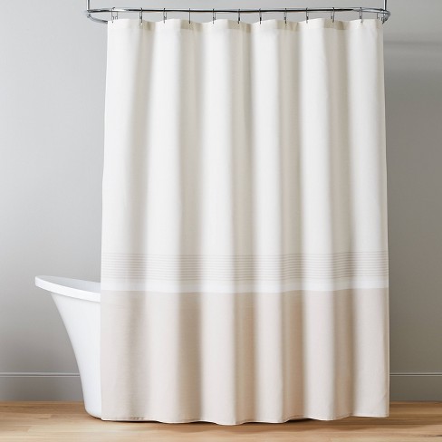 Tan and deals white shower curtain