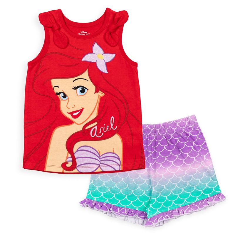 Disney Princess Princess Moana Rapunzel Jasmine Belle Baby Girls Tank Top and French Terry Shorts Infant, 1 of 9