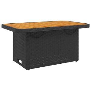 vidaXL Patio Table Black 35.4 In.x21.7 In.x28 In. Poly Rattan and Acacia Wood - 1 of 4