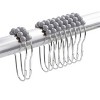 Home Mart Goods Light Grey Fabric Textured Glam luxury Shower Curtain With 12 Metal Roller Ball Hooks - 72" x 72" - 2 of 3