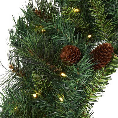 Artificial Pine Cone Christmas Wreath with LED Lights