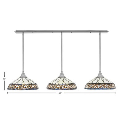 Toltec Lighting Any 3 - Light Chandelier in  Brushed Nickel with 16" Royal Merlot Art Glass Shade