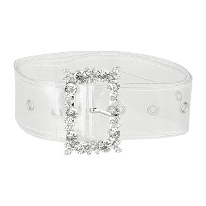 Allegra K Women's Grommet Clear Waist Belts for Jeans Transparent Belts Pin Buckle 1 Pc - 1 of 4