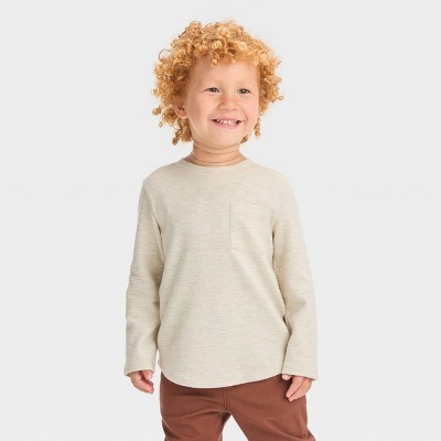 Image of Toddler Boys' Long Sleeve Ottoman T-Shirt - Cat & Jack™ Cream 3T