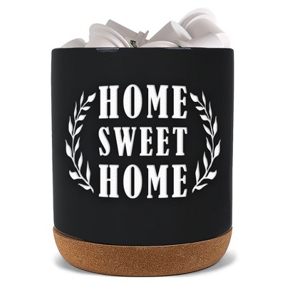 Elanze Designs Home Sweet Home Black X-Large Cork Bottom, Kitchen Counter, Ceramic Stoneware, Coffee, Tea and Hot Chocolate, Machine Brewing, K