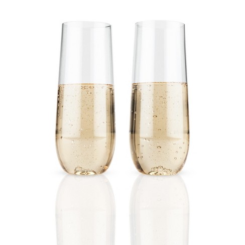 Fifth Avenue Crystal Medallion Stemless Champagne Flutes 9.5oz