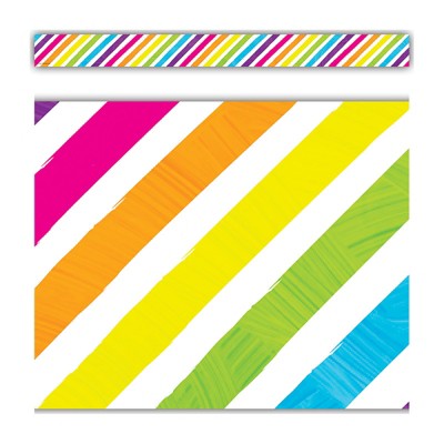 Teacher Created Resources Brights 4Ever Stripes Straight Border Trim, 35 Feet (Pack of 6)