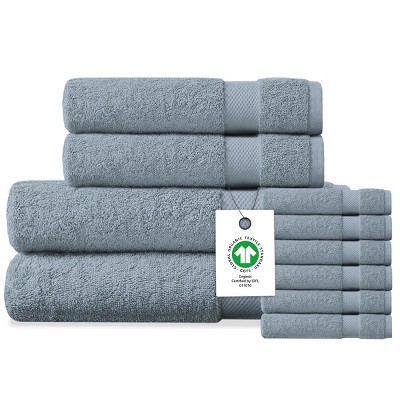 Delara Organic Cotton Luxuriously Plush Bath Towel Set, GOTS & Oeko-TEX Certified, Soft, Quick Dry & Ultra-Absorbent