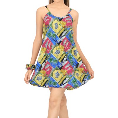 LA LEELA Women's Vacay Holiday Beach Summer Beachwear Sleeveless Casual Dress Honeymoon Nightshirts Mini Slip Nighty