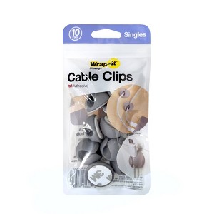 Wrap-It 10pk Cable Clips Single Charcoal Gray - 1 of 4