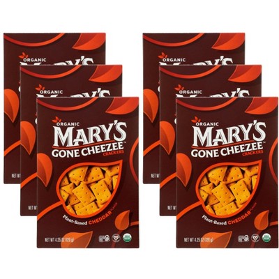 Mary's Gone Crackers Cheezee Plant-Based Cheddar Crackers - Case of 6/4.25 oz