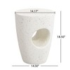 CAVINAS Round Top Patio End Table, Drum Shape Outdoor End Tables with Sculptural Hollow Design, Outdoor Lightweight Concrete Side Table - 2 of 4