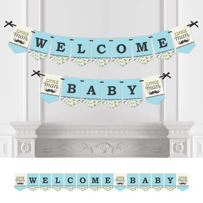 Big Dot of Happiness Dashing Little Man - Baby Shower Bunting Banner - Mustache Party Decorations - Welcome Baby