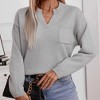 Clearlove Womens Pullover Sweater V Neck Long Sleeves Oversized Ribbed Knitted Casual Fall Tunic Sweaters - 4 of 4