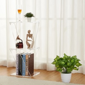 COZONY Acrylic Ladder Bookshelf - 3-Tier Clear Wall Mounted Bookcase for Small Spaces, Living Room, Bathroom - 1 of 4