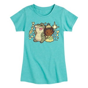 Girls' - Disney Princess - Chibi Kawaii Tiana and Louis Fitted Short Sleeve Graphic T-Shirt - 1 of 4