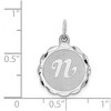 Black Bow Jewelry Sterling Silver, Sarah Collection 15mm Brocaded Disc Initial N Pendant - 4 of 4