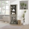 Garvee 66.5" Farmhouse Tall Slim Storage Cabinet with 5 Tiers, Glass Doors & Drawer ¨C Gray Wood Grain Wooden Bookcase, Gray - 4 of 4