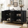 KTMBDW Cabinet with 2 Doors and 1 Shelf, Openwork Storage Cabinet with Golden Metal Legs, Wood Frame for Living Room or Entryway, Black - 3 of 4