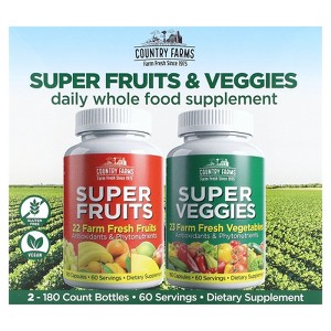COUNTRY FARMS Fruits and Vegetables Supplement, 180 Fruit and 180 Veggie Capsules, Greens and Reds Packed with Superfoods, Powerful Antioxidants, 60 - 1 of 4