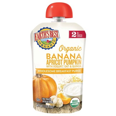 Earth's Best Organic Banana Apricot Pumpkin with Yogurt Oat & Quinoa Baby Food Pouch - 3.5oz