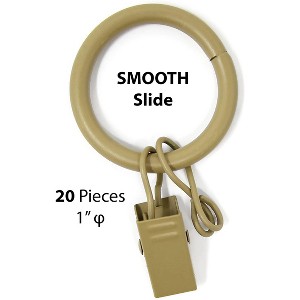 1-inch Metal Curtain Drapery Rings with Clips and Eyelets, 8 Finishes - 1 of 2