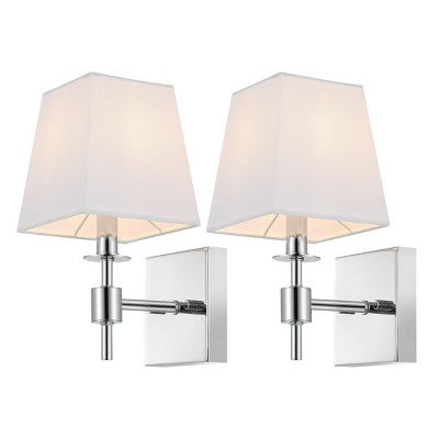 Clauren Chrome Iron Wall Sconce Set with White Shade