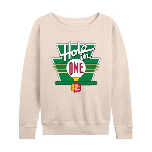 Women's -  - Women's French Terry Long Sleeve Pullover Lightweight French Terry Wide Neck Long Sleeve Graphic Shirt - 1 of 4