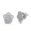 Guili Sterling Silver Floral Stud Earrings with Clear Cubic Zirconia, a Delicate and Timeless Jewelry Piece for a Graceful and Elegant Touch - 3 of 3